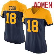 Women Green Bay Packers #18 Randall Cobb Navy yellow Nike Game Player NFL Jersey->women nfl jersey->Women Jersey